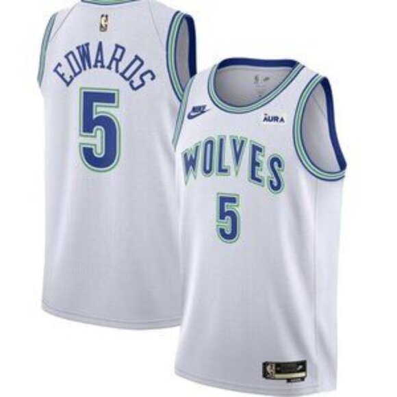 Mens Youths Kids Anthony Edwards White Classic Edition Stitched Jersey